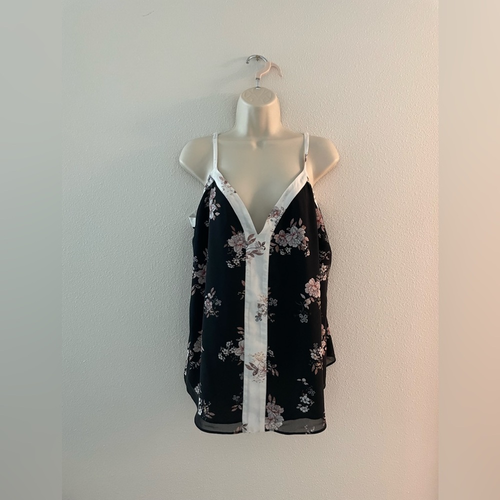 City chic 14 black floral spaghetti strap top plus size